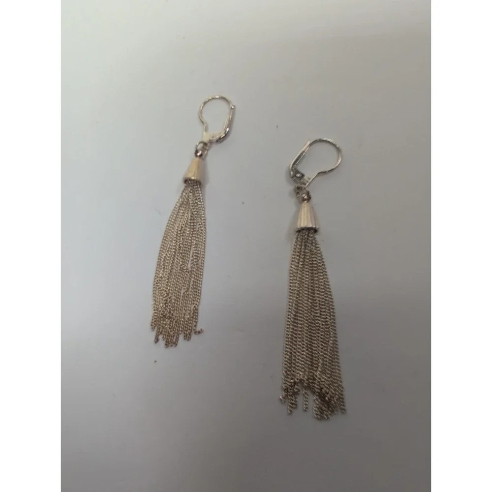 925 Sterling Silver Dangle Tassel Earrings